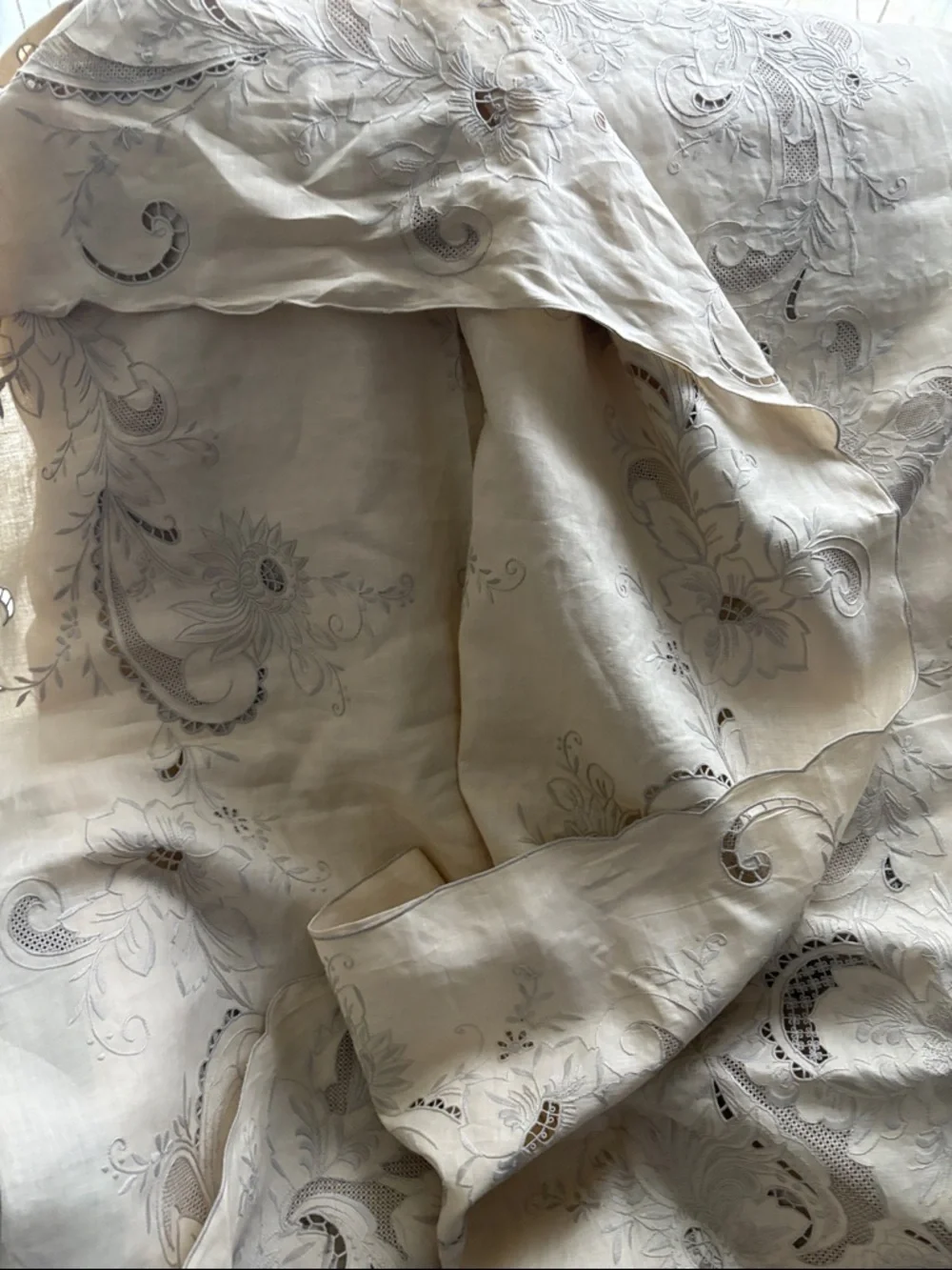 Handmade tablecloth and two napkins—new.